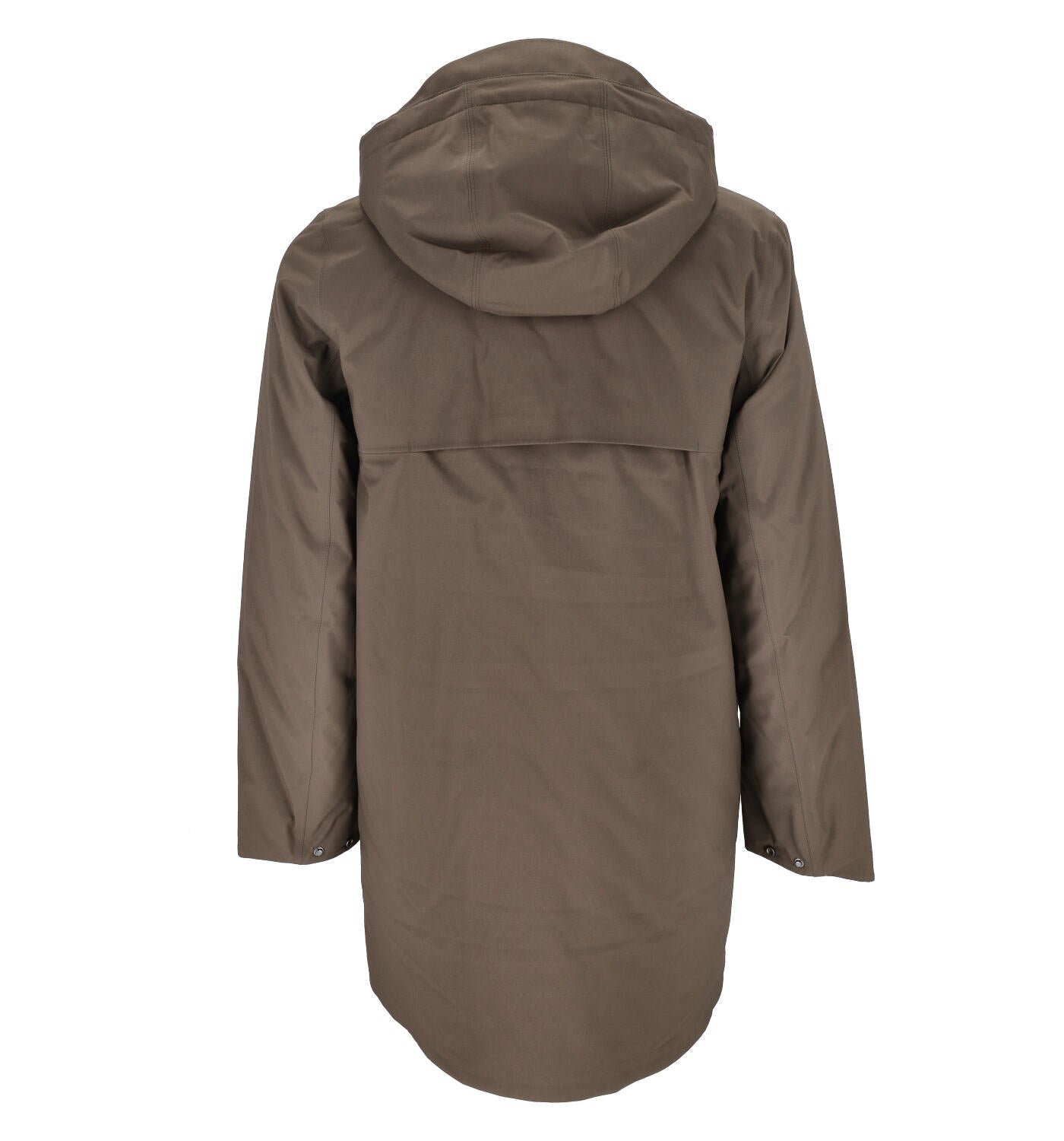 Giacca lunga spalmata con cappuccio .